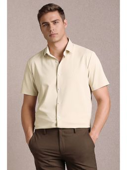 Louis Philippe - Beige Solid Regular Shirt
