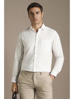 Louis Philippe - White Self Design Regular Shirt