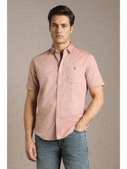Louis Philippe - Pink Self Design Regular Shirt