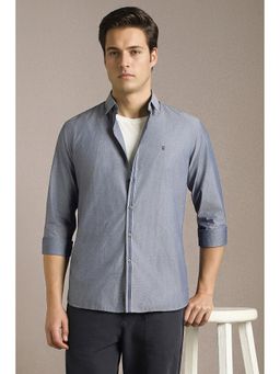 Louis Philippe - Navy Blue Textured Regular Shirt