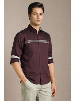 Louis Philippe - Maroon Stripes Regular Shirt