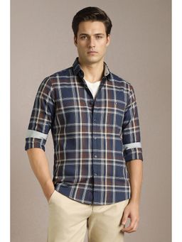Louis Philippe - Navy Blue Checks Regular Shirt