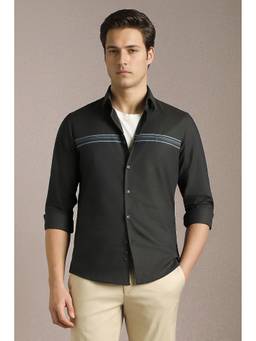 Louis Philippe - Green Stripes Regular Shirt
