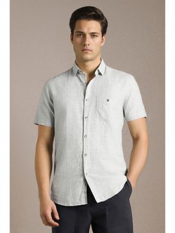 Louis Philippe - Grey Self Design Regular Shirt