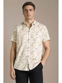 Louis Philippe - Beige Printed Regular Shirt