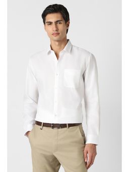 Peter England - White Self Design Regular Shirt