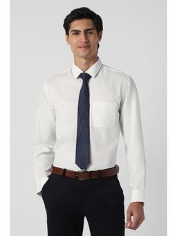 Peter England - White Self Design Regular Shirt