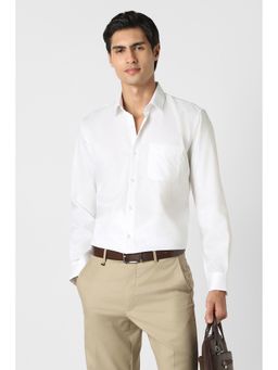 Peter England - White Self Design Regular Shirt