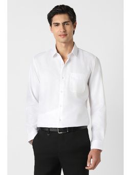 Peter England - White Self Design Regular Shirt