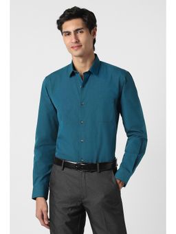 Peter England - Blue Textured Regular Shirt