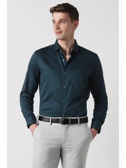 Peter England - Navy Blue Checks Regular Shirt