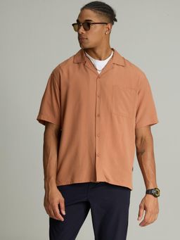 Cava Athleisure - Orange Solid Oversized Shirt