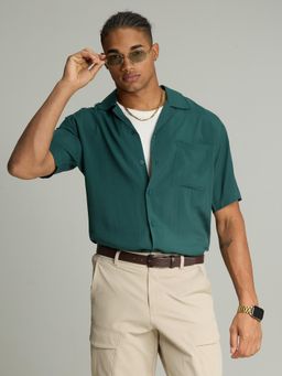 Cava Athleisure - Green Solid Oversized Shirt