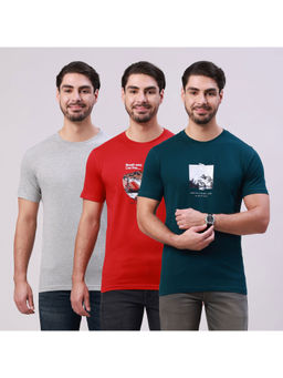 Classic Polo - Multi-Color Printed Slim 3 T-shirts (Pack of 3)