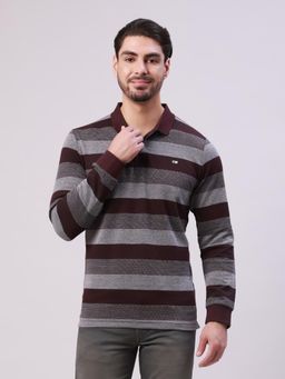 Classic Polo - Burgundy Stripes Slim Polo T-Shirt
