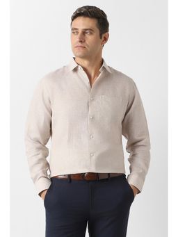 Van Heusen - Beige Solid Regular Shirt