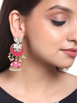 Yellow Chimes - Pink Classic Jhumkas Earrings