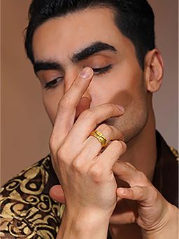 AANURA - 18K Gold-Plated Anti-Tarnish and Water-Proof Stainless Steel Band Ring for Him