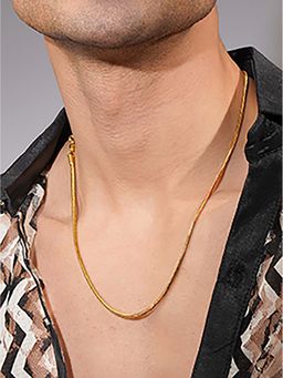 AANURA - 18K Gold-Plated Flat Chain Anti-Tarnish Waterproof Stainless Steel for Men