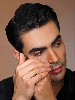 AANURA - 18K Gold-Plated Roman Numeral Band Ring for Men's