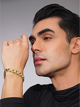 AANURA - 18K Gold-Plated Imperial Cuban Waterproof Stainless Steel Bracelet for Men