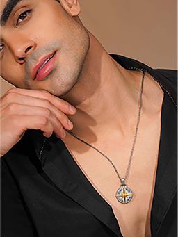 AANURA - 18K Gold and Rhodium-Plated Dual-Tone Compass Waterproof Stainless Steel Chain