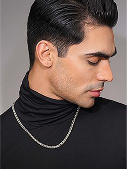 AANURA - Silver Rhodium-Plated Byzantine Rope Waterproof Stainless Steel Chain Men