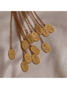 Inaya Accessories - 18KT Gold Plated Birthday Month Flower Necklaces - October