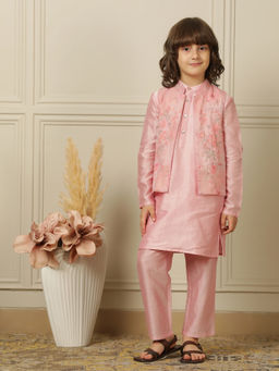 POCOMICO - Boys Pink Kurta with Pant and Jacket