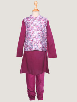 POCOMICO - Boys Purple Veer Kurta with Pyjama and Jacket