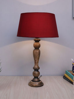 Homesake - Polka Wood Table Lamp Distressed Antique Red