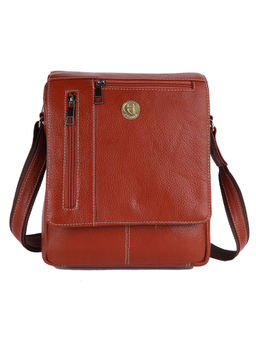 HiLEDER - Pure Genuine Leather 8 Inches Sling Travel Tablet Office Bag, Orange