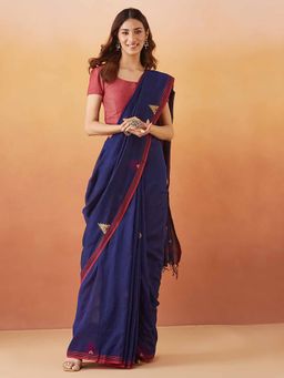 Fabindia - Blue Cotton Jamdani Sari