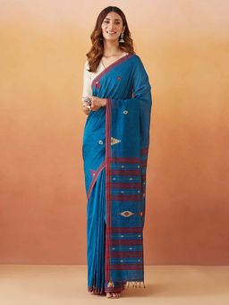 Fabindia - Turquoise Cotton Jamdani Sari