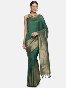 Kancheepuram Kalakshetra Silks - Rising Green Saree with Unstitched Blouse