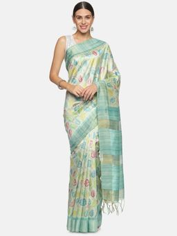 Kancheepuram Kalakshetra Silks - Sublime Cyan Saree with Unstitched Blouse
