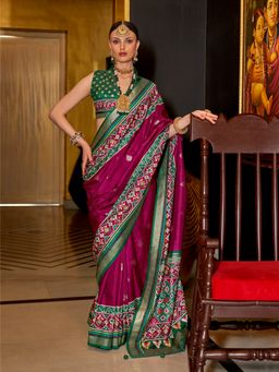 Elora - Pure Sigma Silk Printed Patola Saree (Light Plum)