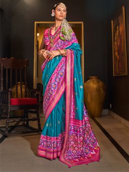 Elora - Pure Sigma Silk Printed Patola Saree (Firoji)