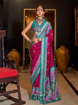 Elora - Pure Sigma Silk Printed Patola Saree (Dark Pink)