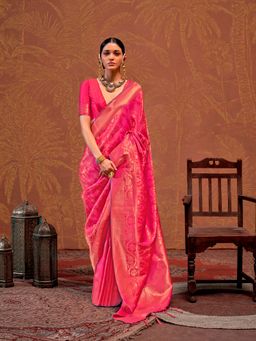 Elora - Soft Silk Kanjivaram Weaving Saree Pink with Unstitched Blouse