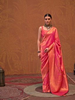 Elora - Soft Silk Kanjivaram Weaving Saree Pink with Unstitched Blouse