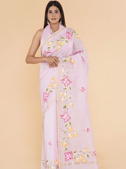 Sooti Syahi - Glow Of Grace Hand Painted Chanderi Silk Cotton Saree with Unstitched Blouse