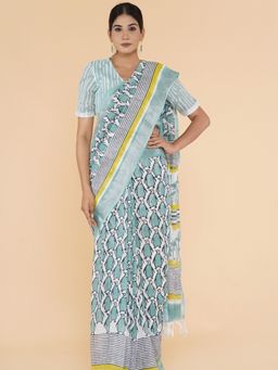 Sooti Syahi - Rustic Radiance Slub Cotton Saree with Unstitched Blouse