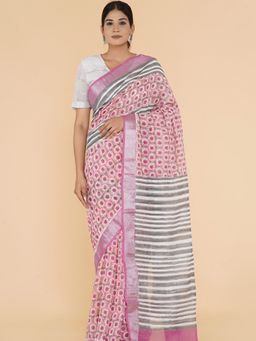 Sooti Syahi - Whimsical Weaves Slub Cotton Saree with Unstitched Blouse