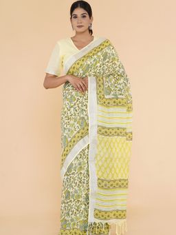 Sooti Syahi - Dappled Days Slub Cotton Saree with Unstitched Blouse