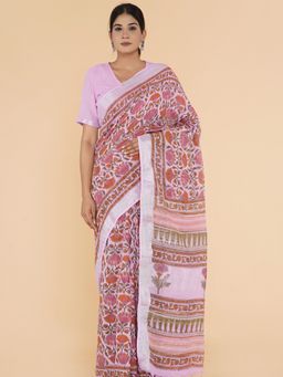 Sooti Syahi - Soft Serenity Slub Cotton Saree with Unstitched Blouse