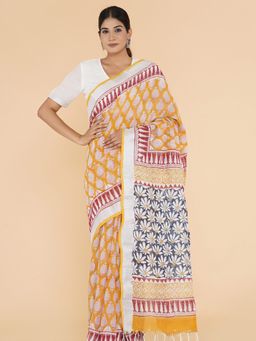 Sooti Syahi - Crafted Comfort Slub Cotton Saree with Unstitched Blouse