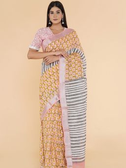 Sooti Syahi - Everyday Essence Slub Cotton Saree with Unstitched Blouse