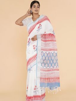 Sooti Syahi - Mellow Moments Slub Cotton Saree with Unstitched Blouse