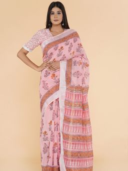 Sooti Syahi - Vibrant Versatility Slub Cotton Saree with Unstitched Blouse